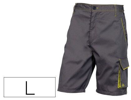 Pantalon de Trabajo Deltaplus Bermuda Cintura Ajustable 5 Bolsillos Color Gris Verde Talla L