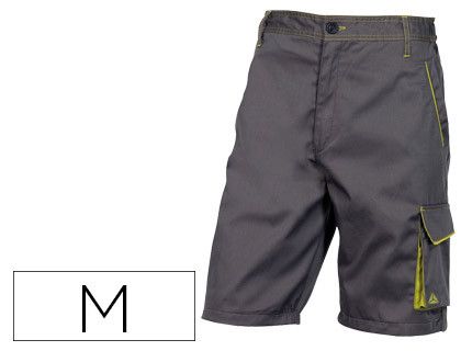 Pantalon de Trabajo Deltaplus Bermuda Cintura Ajustable 5 Bolsillos Color Gris Verde Talla M