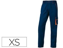 Pantalon de Trabajo Deltaplus Cintura Ajustable 5 Bolsillos Color Azul Naranja Talla Xs