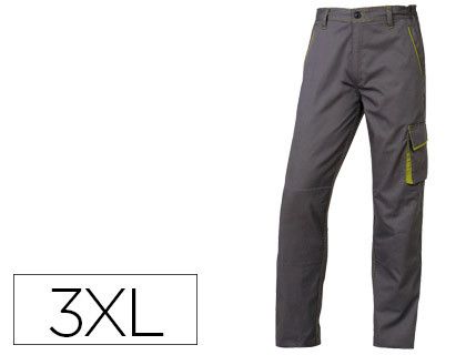 Pantalon de Trabajo Deltaplus Cintura Ajustable 5 Bolsillos Color Gris Verde Talla 3Xl