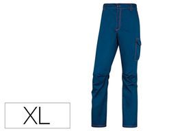 Pantalon de trabajo deltaplus cintura elastica 5 bolsillos color azul marino / naranja talla xl