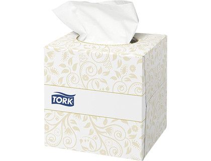 Pañuelos faciales tork extrasuaves 2 capas 20,9x20 cm caja cubo de 100 unidades