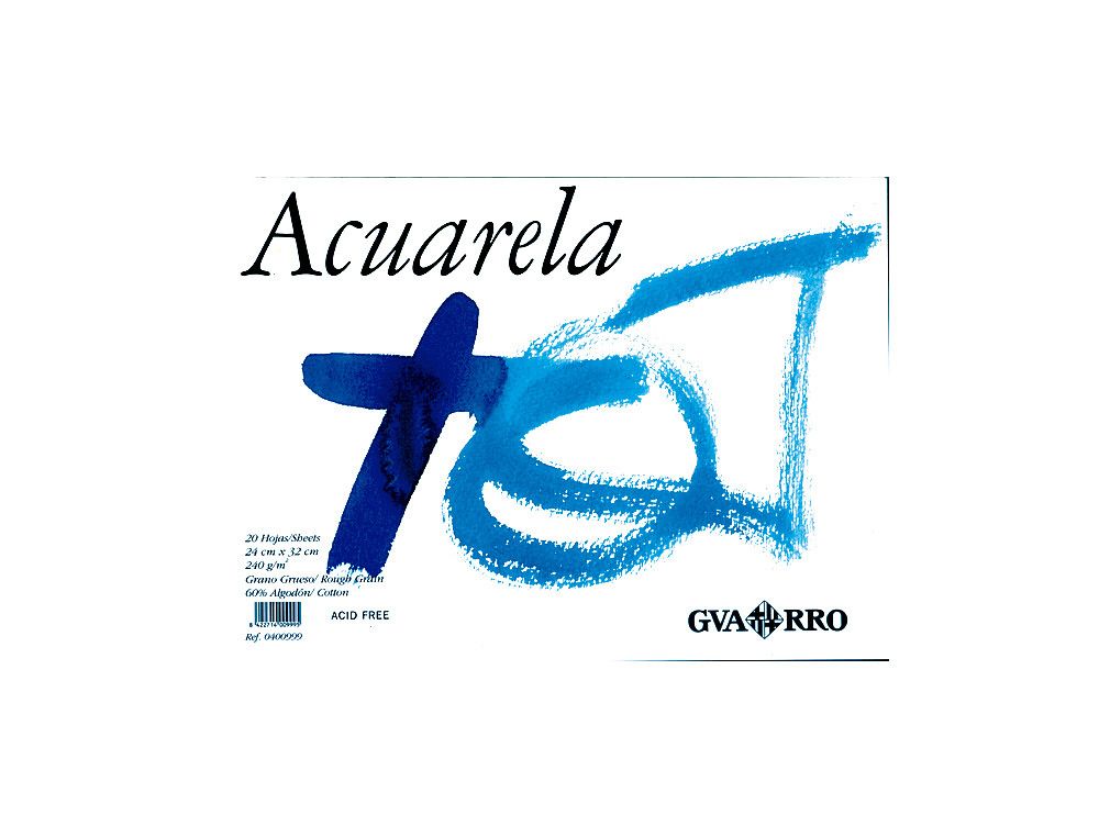 Papel acuarela Gvarro 20 hojas 23x32.5 cm. 240G