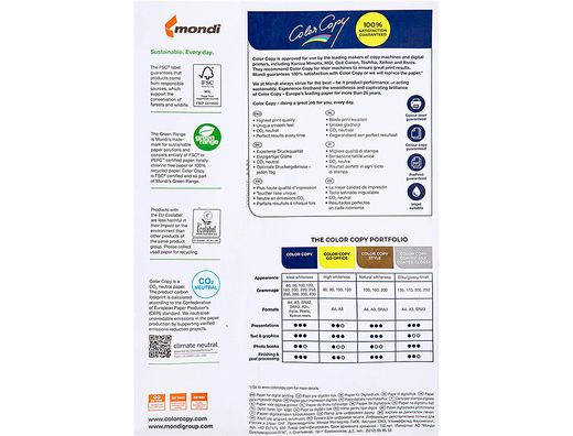 Papel blanco A4 160 gr. 250 h. Color Copy