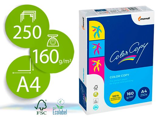 Papel blanco A4 160 gr. 250 h. Color Copy