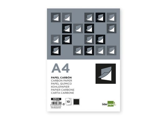 Papel carbon liderpapel negro tamaño din a4 bolsa de 10 hojas