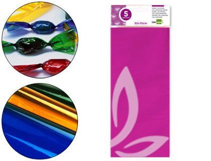 Papel Celofan Liderpapel 50X70 cm 22G/M2 Bolsa de 5 Hojas Rosa