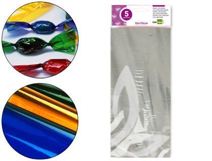 Papel Celofan Liderpapel 50X70 cm 22G/M2 Bolsa de 5 Hojas Transparente