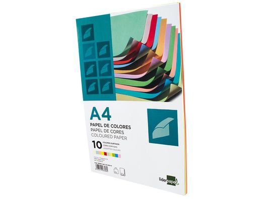 Papel Color Liderpapel A4 80G/M2 10 Colores Surtidos Paquete de 100