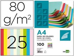 Papel Color Liderpapel A4 80G/M2 25 Colores Surtidos Paquete de 100