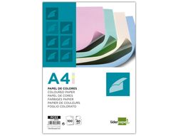 Papel Color Liderpapel A4 80G/M2 4 Colores Surtidos Paquete de 100