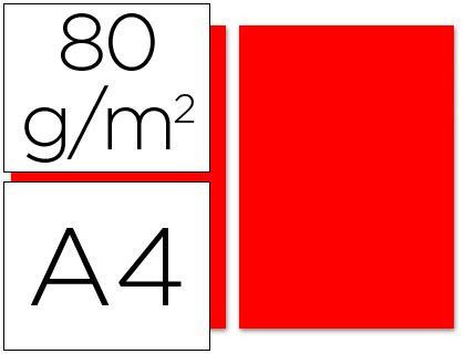 Papel Color Liderpapel A4 80G/M2 Rojo Paquete de 100