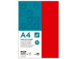 Papel Color Liderpapel A4 80G/M2 Rojo Paquete de 100