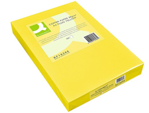 Papel Color Q-Connect Din A4 80Gr Amarillo Neon Paquete de 500 Hojas
