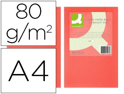 Papel Color Q-Connect Din A4 80Gr Rojo Intenso Paquete de 500 Hojas