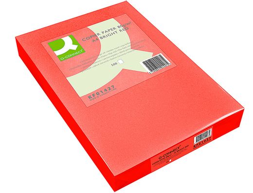 Papel Color Q-Connect Din A4 80Gr Rojo Intenso Paquete de 500 Hojas