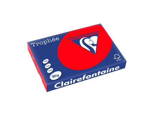 Papel color trophee A3 80gr rojo coral paquete de 500 hojas