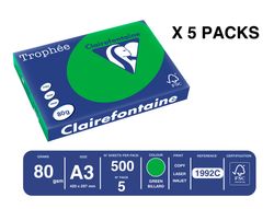 Papel color trophee A3 80gr verde intenso paquete de 500 hojas