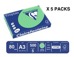 Papel color trophee A3 80gr verde pastel paquete de 500 hojas