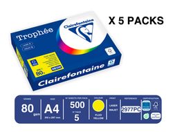 Papel color trophee A4 80gr amarillo neon paquete de 500 hojas