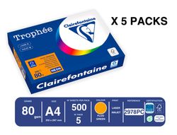 Papel color trophee A4 80gr naranja neon paquete de 500 hojas