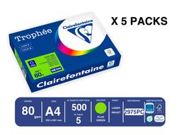 Papel color trophee A4 80gr verde neon paquete de 500 hojas