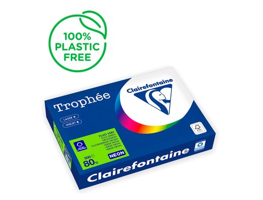 Papel color trophee A4 80gr verde neon paquete de 500 hojas