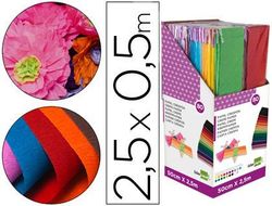 Papel Crespon Liderpapel 0.50 X 2.50 Mt Encelofanado -Expositor de 80 Unidades Colores Surtidos