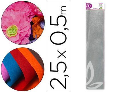 Papel Crespon Liderpapel 50 cm X 2.5M Metalizado Plata