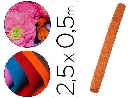 Papel Crespon Liderpapel Rollo de 50 cm X 2,5 M 85G/M2 Naranja