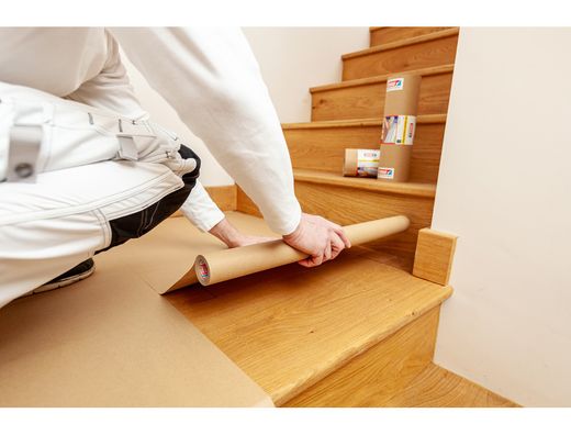 Papel de proteccion tesa autoadhesivo 100% reciclado fsc color kraft 10 mt x 600 mm