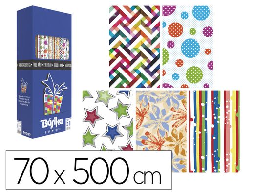 Papel de regalo basika todo año rollo de 70 x 500 cm modelos surtidos