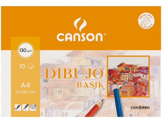 Papel Dibujo Basik Din A3 + 32,5X 46,0 Cms con Recuadro en Minipacks de 10 Hojas