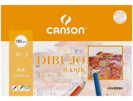 Papel Dibujo Basik Din A3 + 32,5X46,0 Cms Sin Recuadro en Minipacks de 10 Hojas