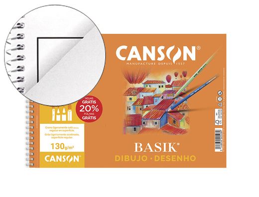 Papel dibujo Gvarro Basik A4+ 20 hojas 130g con recuadro