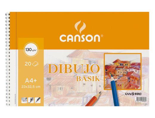 Papel dibujo Gvarro Basik A4+ taladro 20 hojas 130g.