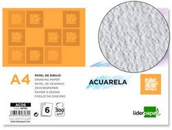 Papel Dibujo Liderpapel 210X297Mm 300G/M2 Acuarela Pack de 6