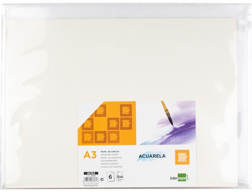 Papel Dibujo Liderpapel 297X420Mm 300G/M2 Acuarela Pack de 6