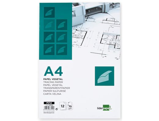 Papel Dibujo Liderpapel A4 210X297Mm 70G/M2 Vegetal Sobre de 12 Hojas