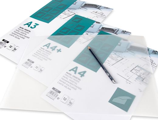 Papel dibujo liderpapel a4 210x297mm 90g/m2 vegetal sobre de 12 hojas