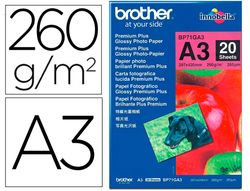 Papel foto brother brillante a3 260g/m2 paquete 20 hojas