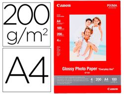 Papel foto canon a4 brillante 200gr/m2 paquete 100 hojas