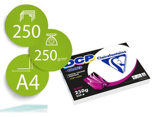 Papel fotocopiadora color dcp coated glossy din a4 250 gramos paquete 250 hojas