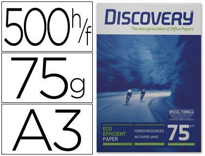 Papel Fotocopiadora Discovery Din A3 75 Grs. Papel Multiuso Ink-Jet y Laser-Paquete de 500 Hojas