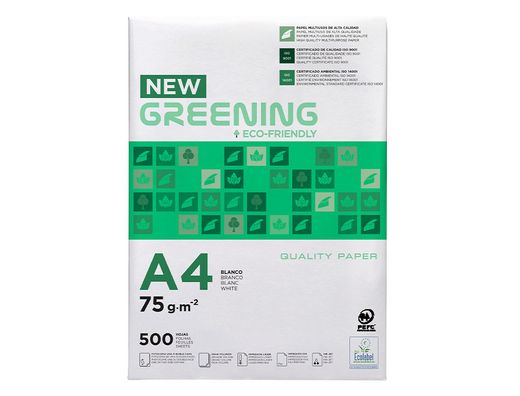 Papel fotocopiadora Greening 75 gramos DIN A4  (paquete 500 hojas)