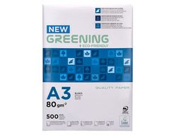Papel fotocopiadora greening din a3 80 gramos paquete de 500 hojas