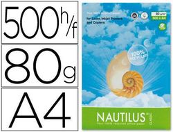 Papel Fotocopiadora Nautilus Din A4 80 Gramos -Paquete de 500 Hojas 100% Reciclado