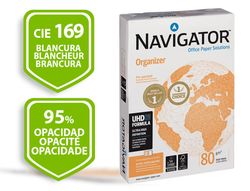 Papel fotocopiadora navigator din a4 80 gramos -4 taladros papel multiuso ink-jet y laser-paquete de 500 hojas