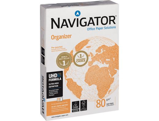Papel fotocopiadora navigator din a4 80 gramos -4 taladros papel multiuso ink-jet y laser-paquete de 500 hojas