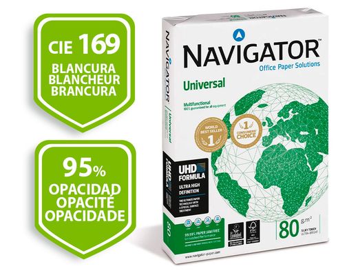Papel fotocopiadora navigator din A4 80 gramos paquete de 400 hojas